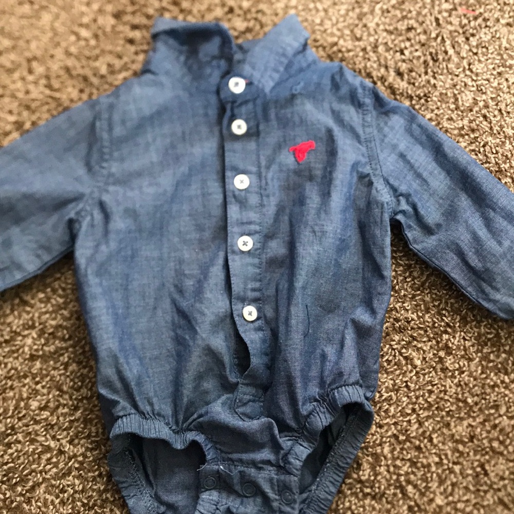 Baby boy wrangler button collard dress onesie